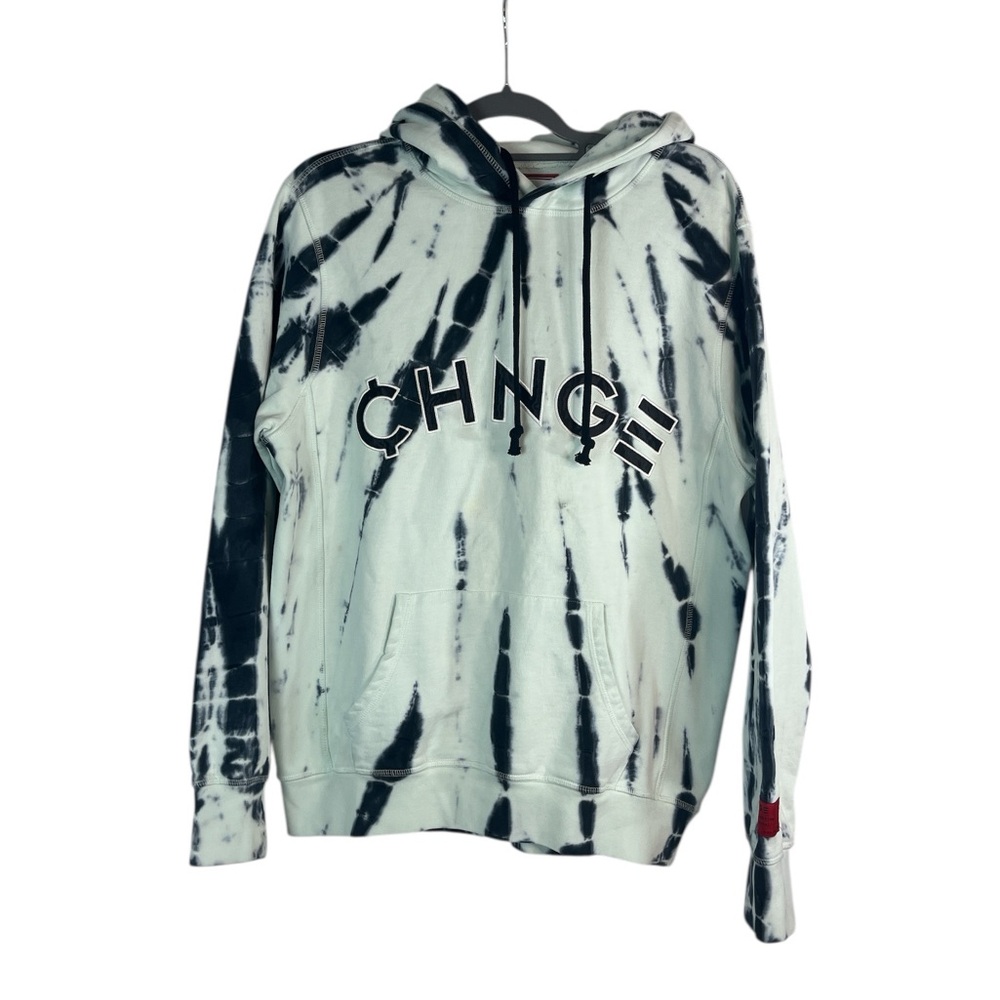 Chnge blue tie dye‎ men’s organic cotton hoodie size medium